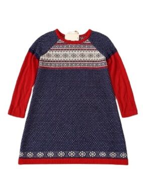 Hanna Andersson Red Blue Knit Dress - Size 110